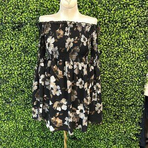 ALTARD STATE FLARE SLEEVE Mini DRESS L Floral Off-Shoulder